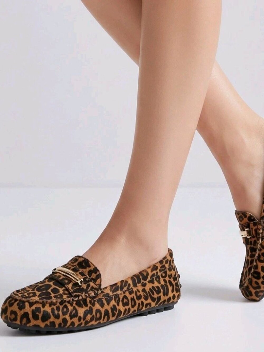 Vionic Ashby Leopard Print Calf Hair Driving Loafers Calf Hair